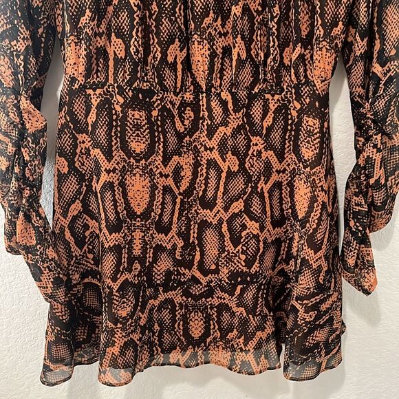 FINDERS KEEPERS Snake Print Short LANA Mini Dress Tan Brown, Size 6 - Picture 5 of 11